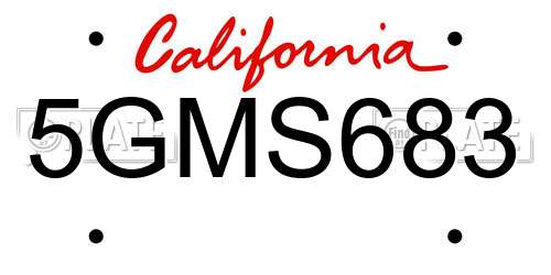 5GMS683 California License Plate