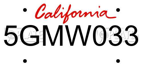 5GMW033 California License Plate