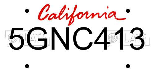 5GNC413 California License Plate