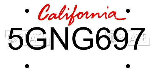 5GNG697 California License Plate