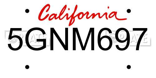 5GNM697 California License Plate