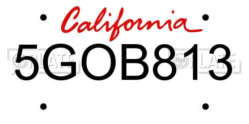 5GOB813 California License Plate