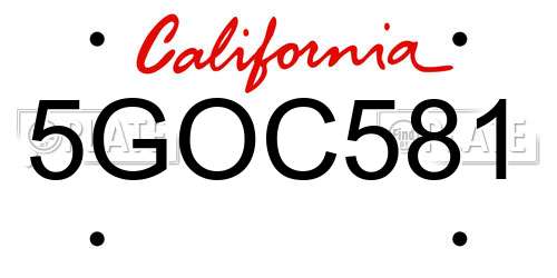 5GOC581 California License Plate