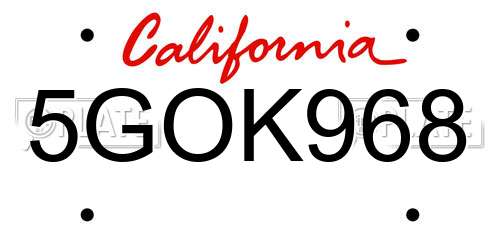 5GOK968 California License Plate
