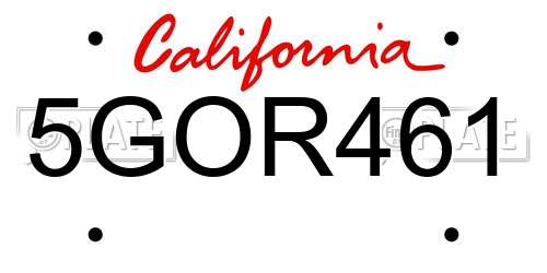 5GOR461 California License Plate