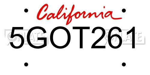 5GOT261 California License Plate