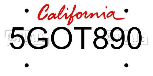 5GOT890 California License Plate