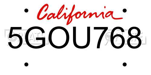 5GOU768 California License Plate
