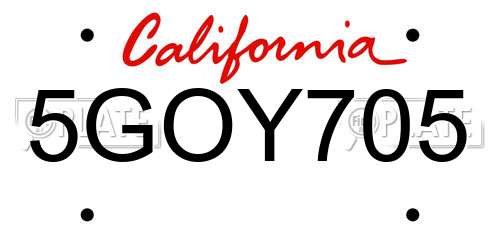 5GOY705 California License Plate