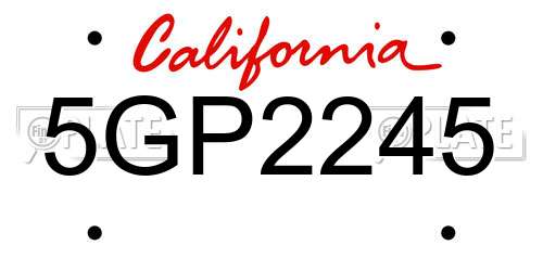 5GP2245 California License Plate