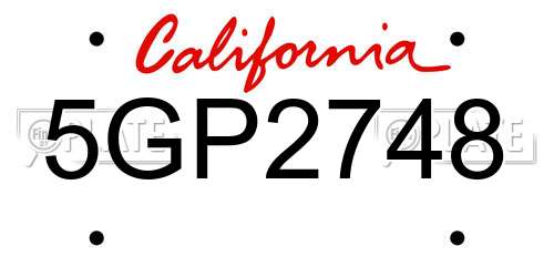 5GP2748 California License Plate