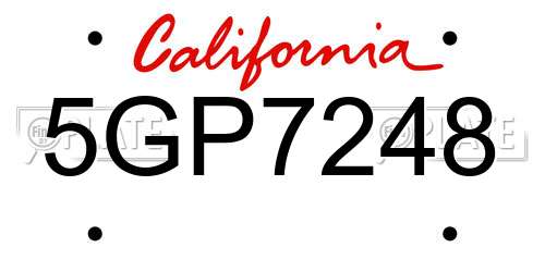 5GP7248 California License Plate
