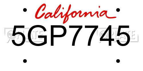 5GP7745 California License Plate