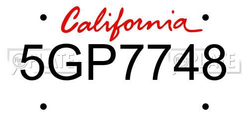 5GP7748 California License Plate