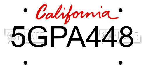 5GPA448 California License Plate