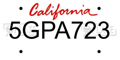 5GPA723 California License Plate