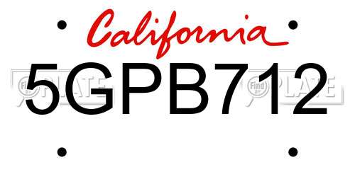 5GPB712 California License Plate