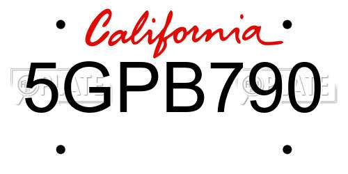 5GPB790 California License Plate