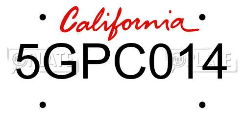 5GPC014 California License Plate