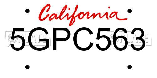5GPC563 California License Plate