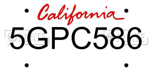 5GPC586 California License Plate