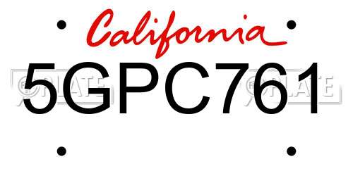 5GPC761 California License Plate