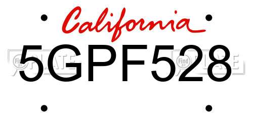 5GPF528 California License Plate