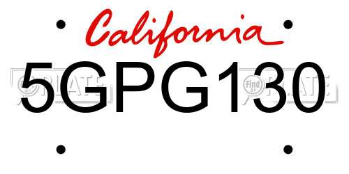 5GPG130 California License Plate