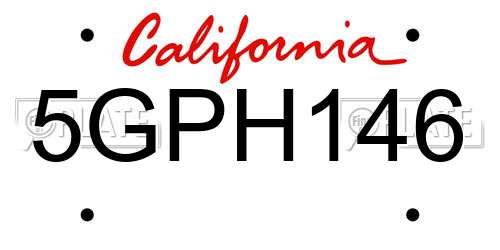 5GPH146 California License Plate