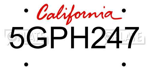 5GPH247 California License Plate