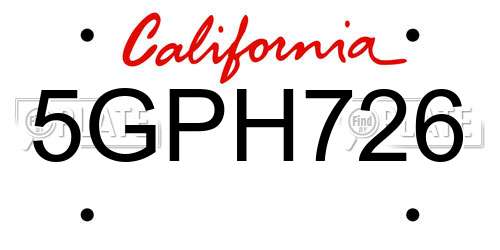 5GPH726 California License Plate