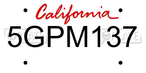 5GPM137 California License Plate