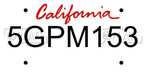 5GPM153 California License Plate