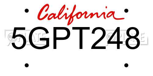 5GPT248 California License Plate