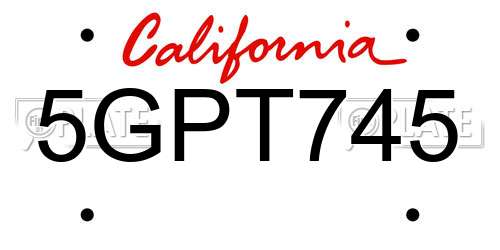 5GPT745 California License Plate