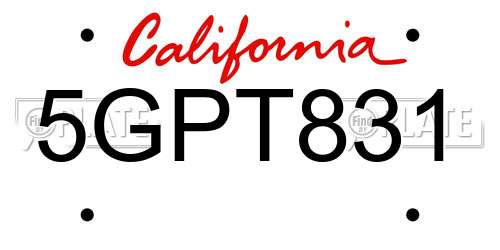 5GPT831 California License Plate
