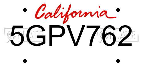 5GPV762 California License Plate