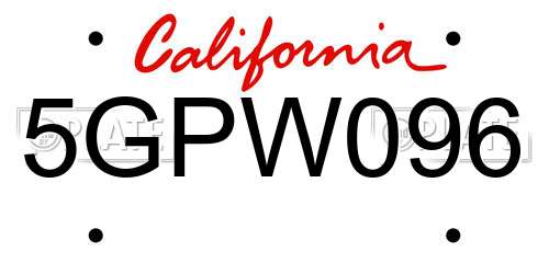 5GPW096 California License Plate