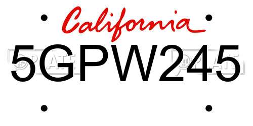 5GPW245 California License Plate