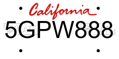 5GPW888 California License Plate