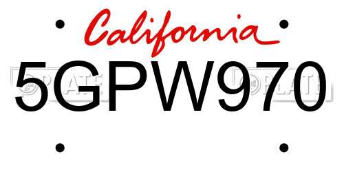 5GPW970 California License Plate