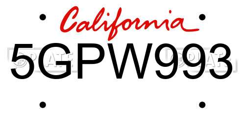 5GPW993 California License Plate