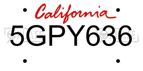 5GPY636 California License Plate