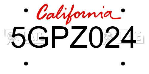 5GPZ024 California License Plate