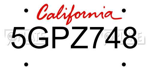 5GPZ748 California License Plate
