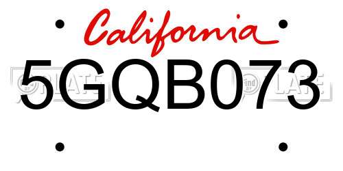 5GQB073 California License Plate