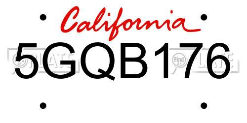 5GQB176 California License Plate