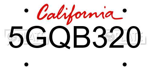 5GQB320 California License Plate