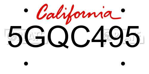 5GQC495 California License Plate