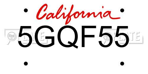 5GQF55 California License Plate